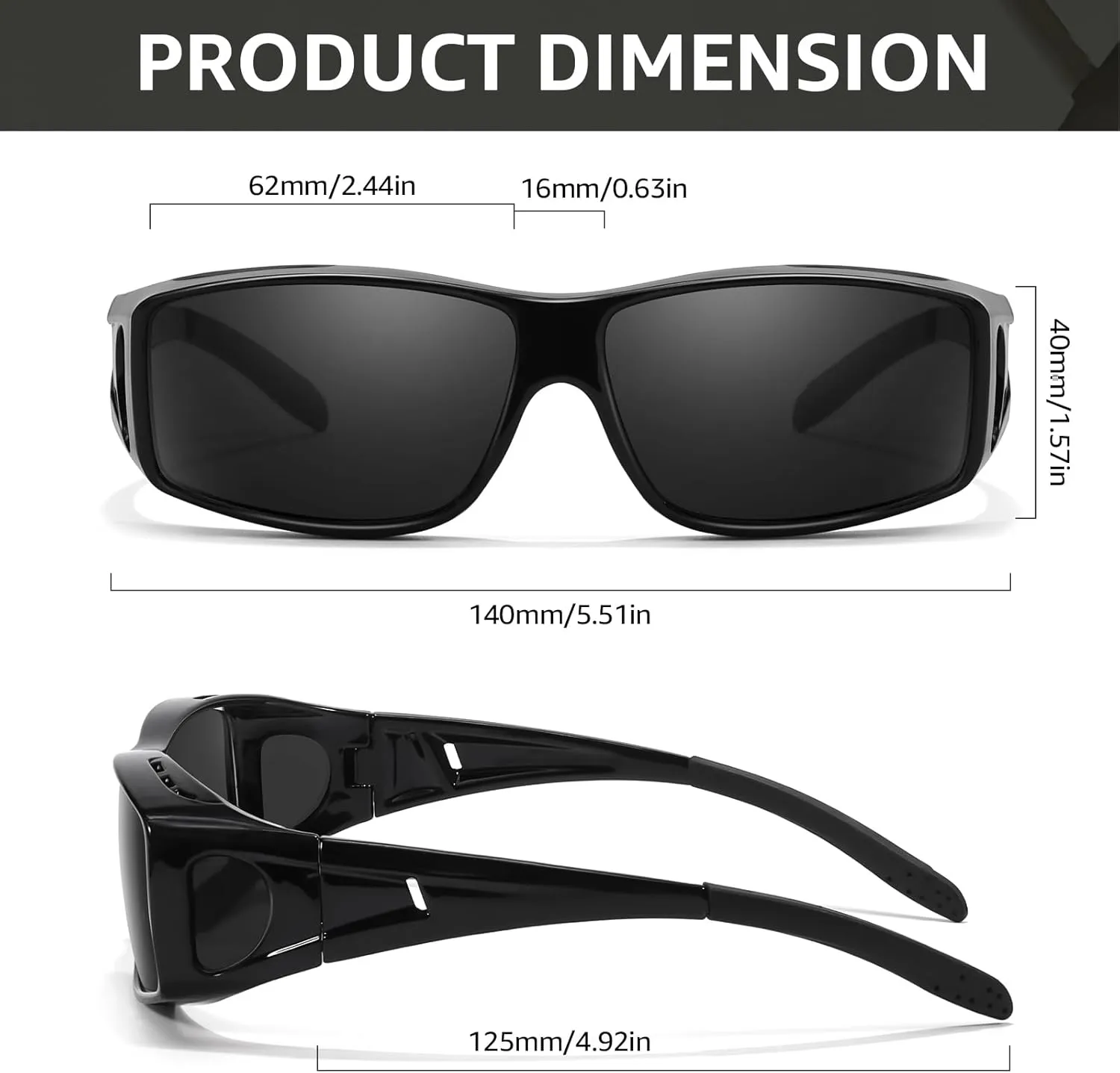 TJUTR Polarized Sunglasses Over Glasses for Men Women, UV Protection Shades Over Prescription Eyeglasses Sun Glasses