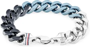 Tommy Hilfiger Men's Jewelry Link Bracelet, Stainless Steel Light Blue - Dark Blue, Lobster Closure, Stylish Band, (Model:2790515)