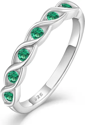 Twisted Stackable Rings 925 Sterling Silver Infinity Eternity Ring for Women Birthstone Stacking Band Size 5-10