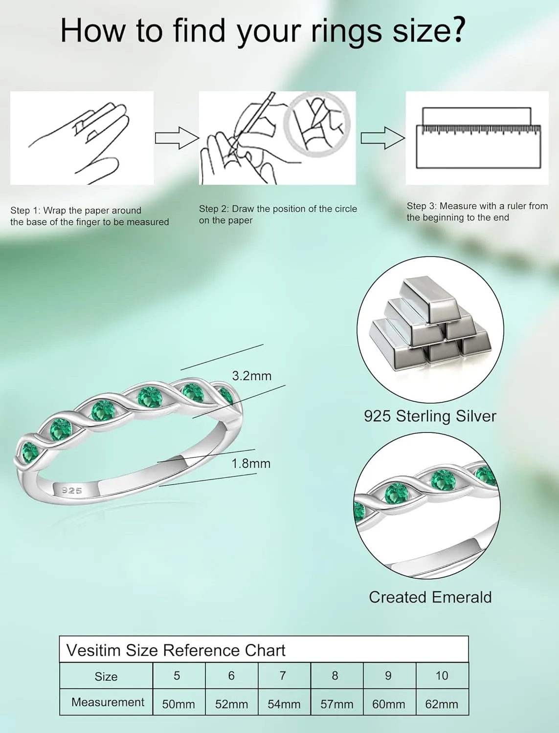 Twisted Stackable Rings 925 Sterling Silver Infinity Eternity Ring for Women Birthstone Stacking Band Size 5-10