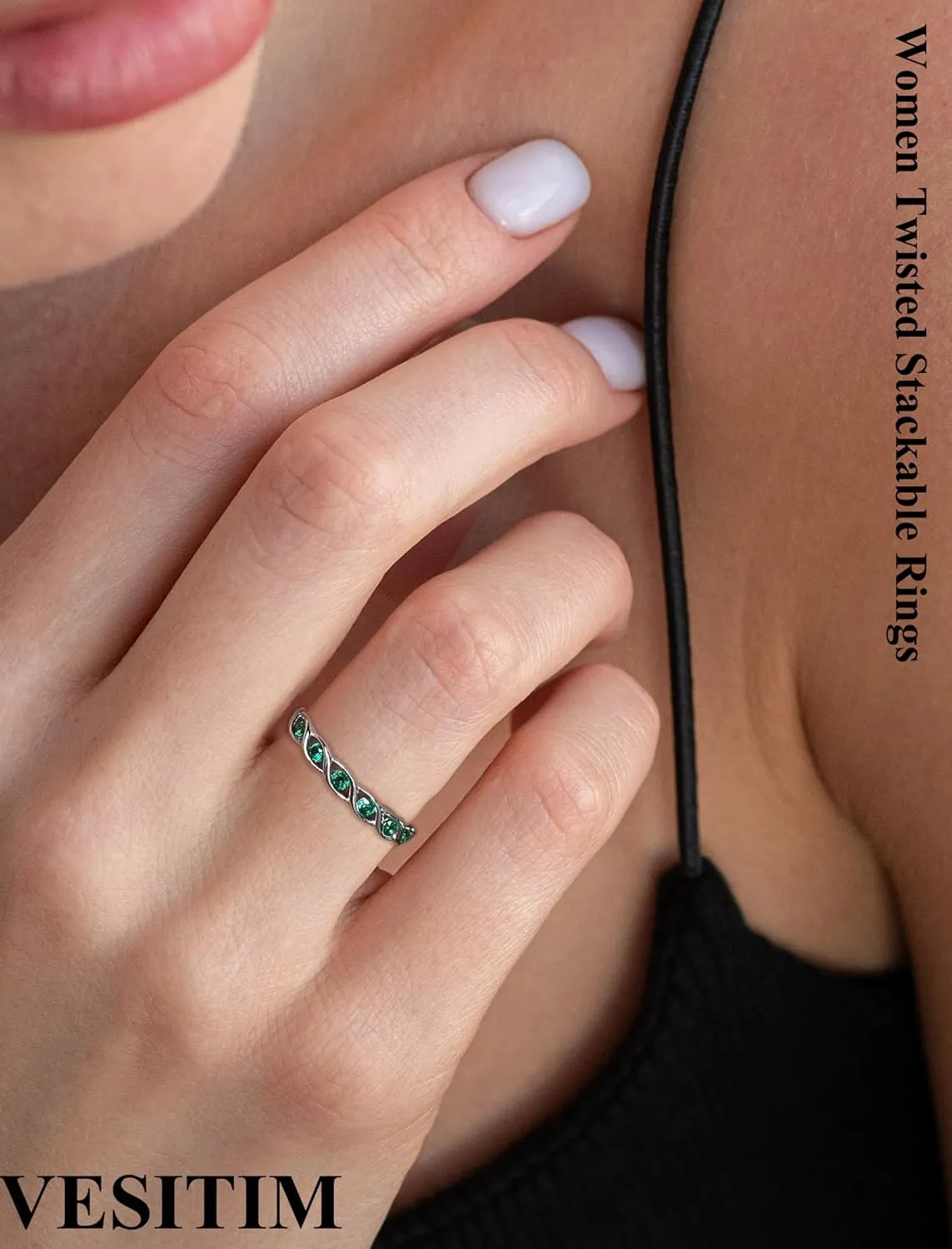 Twisted Stackable Rings 925 Sterling Silver Infinity Eternity Ring for Women Birthstone Stacking Band Size 5-10