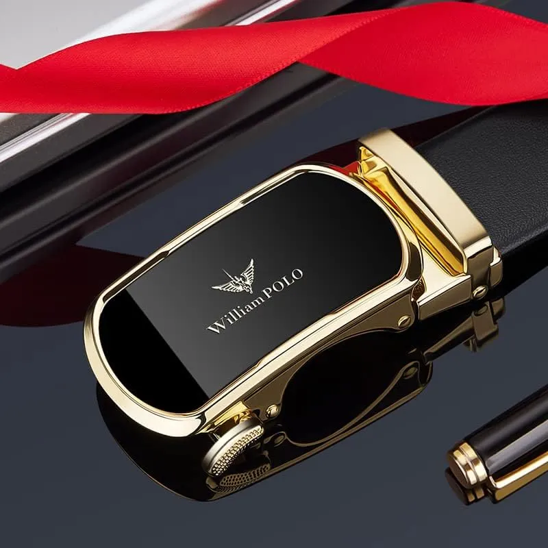 VANNANBA Leather ratchet Belts for MenMens Belt Automatic Sliding Buckle with Gift Box