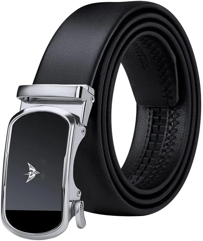 VANNANBA Leather ratchet Belts for MenMens Belt Automatic Sliding Buckle with Gift Box