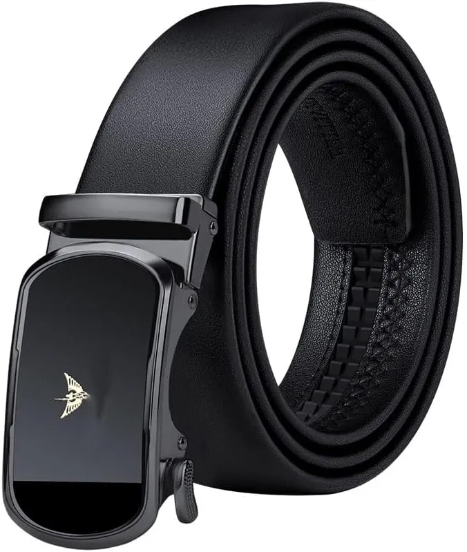 VANNANBA Leather ratchet Belts for MenMens Belt Automatic Sliding Buckle with Gift Box