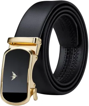 VANNANBA Leather ratchet Belts for MenMens Belt Automatic Sliding Buckle with Gift Box
