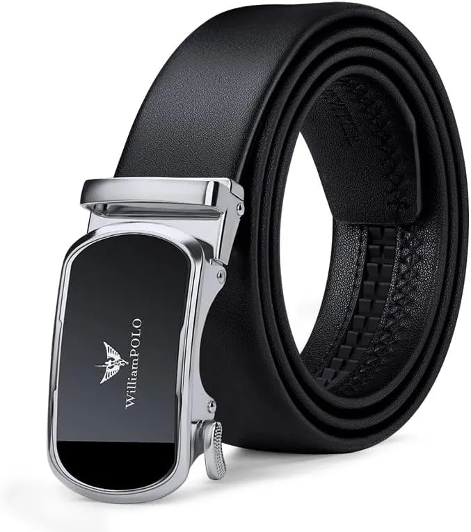 VANNANBA Leather ratchet Belts for MenMens Belt Automatic Sliding Buckle with Gift Box