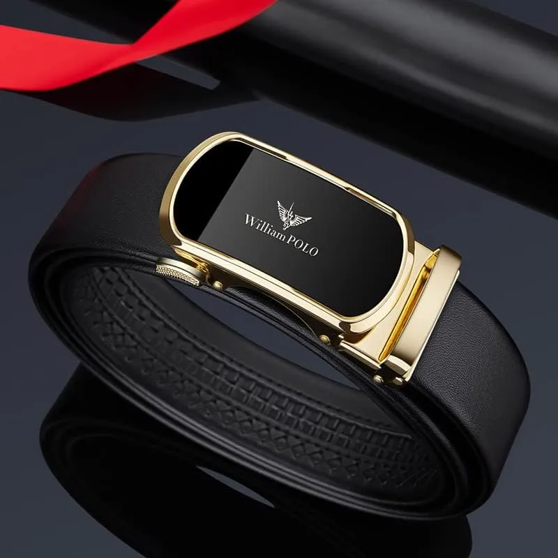 VANNANBA Leather ratchet Belts for MenMens Belt Automatic Sliding Buckle with Gift Box