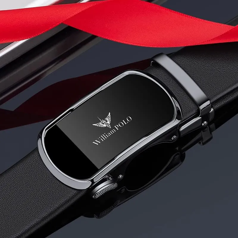 VANNANBA Leather ratchet Belts for MenMens Belt Automatic Sliding Buckle with Gift Box