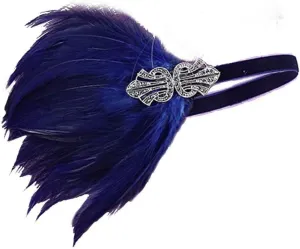 Vintage 1920s Flapper Accessories Set for Women, Roaring 20s Great Gatsby Feather Headband for Weeding Bride Party