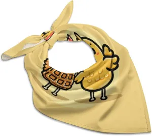 Waffles And Chicken 18" Square Head Scarf Lightweight Silk Scarf for Women Soft Satin Head Scarves Large Neckerchief Fashion Bandanas Silk Headband Neck Satin Scarfs for Bag Hair Scarves Gift