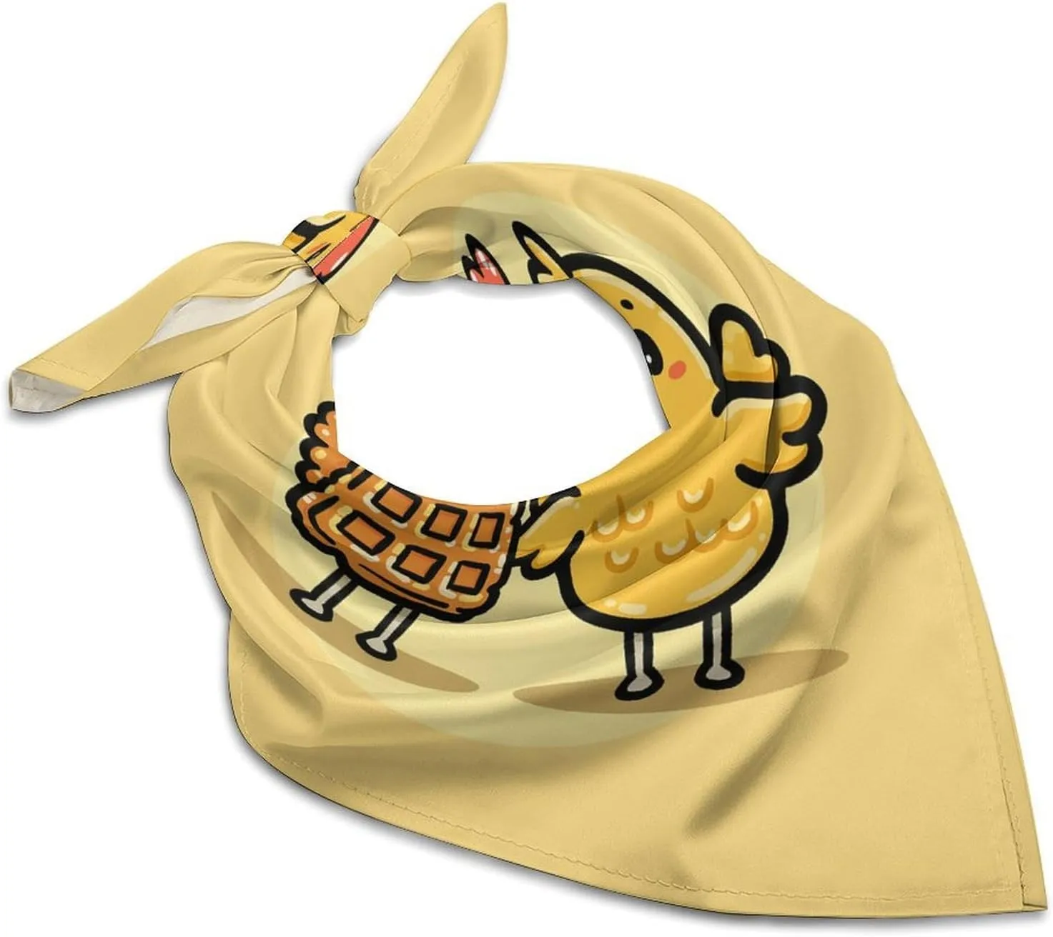 Waffles And Chicken 18" Square Head Scarf Lightweight Silk Scarf for Women Soft Satin Head Scarves Large Neckerchief Fashion Bandanas Silk Headband Neck Satin Scarfs for Bag Hair Scarves Gift