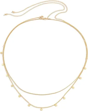Waist Chain Multilayer, Women Belt Minimalist Double Layer Sequins Lobster Claw Clasp Belts for Dresses