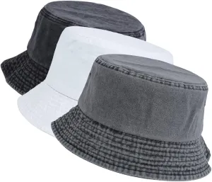 Washed Cotton Bucket Hats Packable Summer Outdoor Cap Travel Beach Sun Hat Plain Colors for Men Women