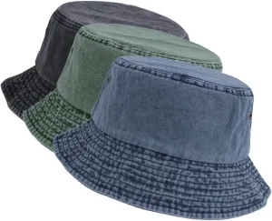 Washed Cotton Bucket Hats Packable Summer Outdoor Cap Travel Beach Sun Hat Plain Colors for Men Women