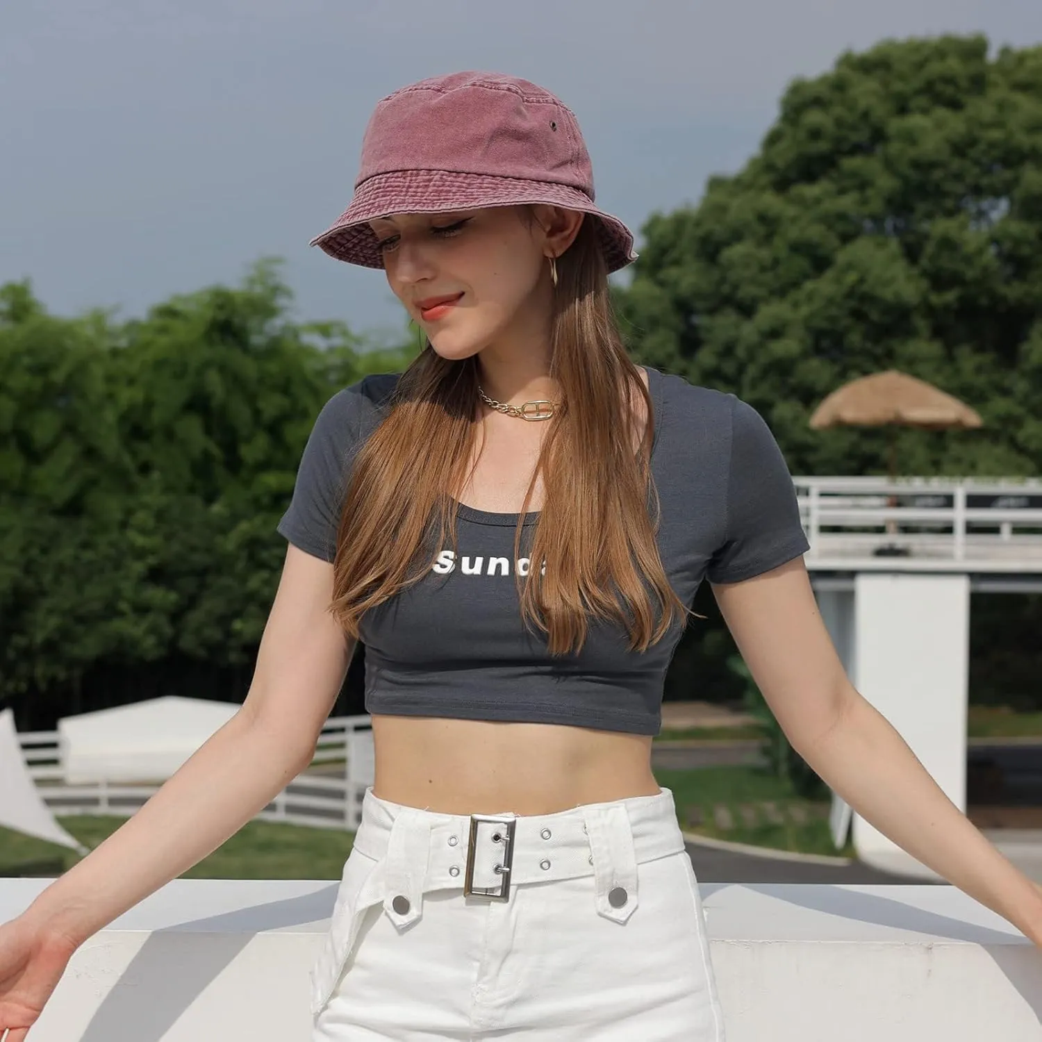 Washed Cotton Bucket Hats Packable Summer Outdoor Cap Travel Beach Sun Hat Plain Colors for Men Women