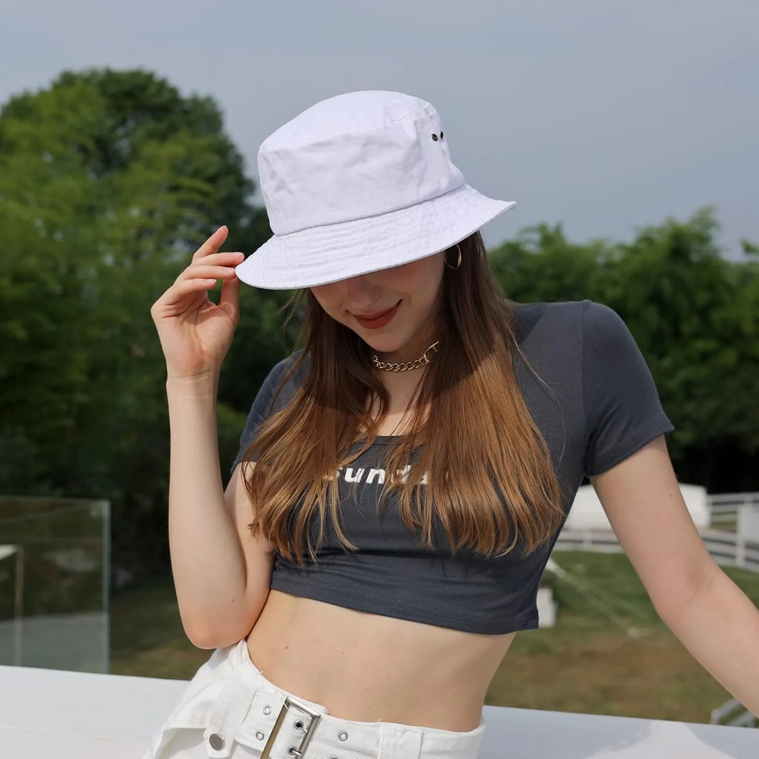 Washed Cotton Bucket Hats Packable Summer Outdoor Cap Travel Beach Sun Hat Plain Colors for Men Women