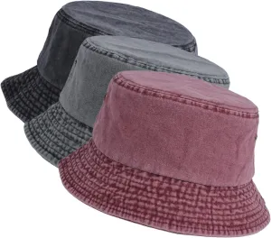 Washed Cotton Bucket Hats Packable Summer Outdoor Cap Travel Beach Sun Hat Plain Colors for Men Women