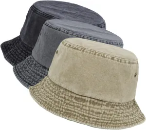 Washed Cotton Bucket Hats Packable Summer Outdoor Cap Travel Beach Sun Hat Plain Colors for Men Women