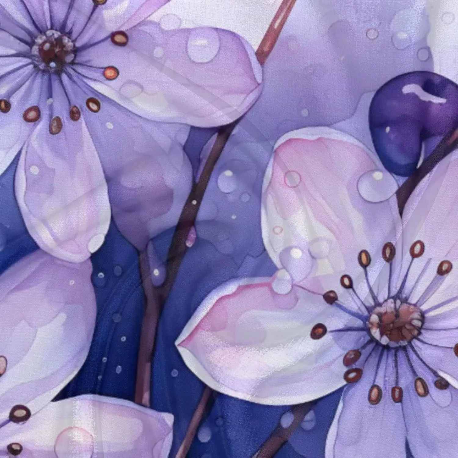 Watercolor Blueberry Flower Silk Scarf for Women 23.6x23.6" Satin Head Scarf