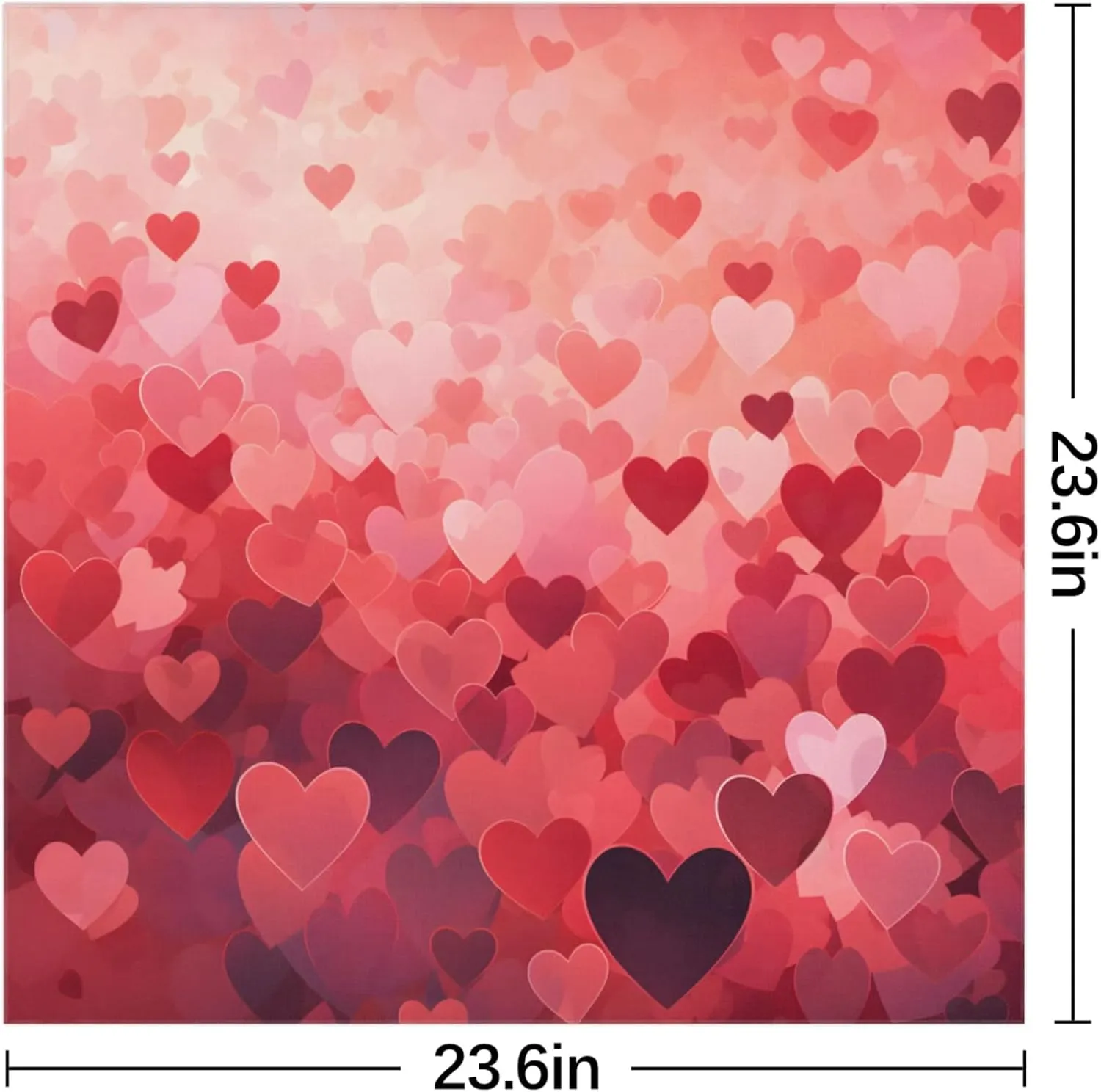 Watercolor Love Heart Silk Scarf for Women 23.6x23.6" Satin Head Scarf