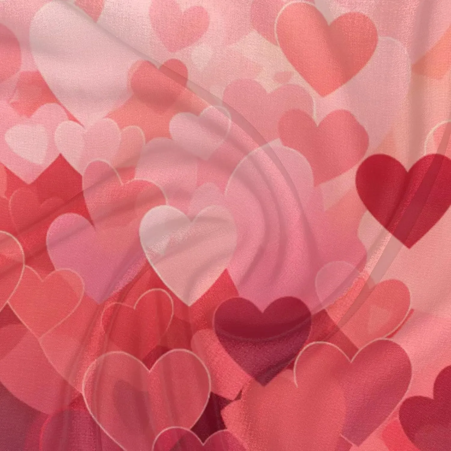 Watercolor Love Heart Silk Scarf for Women 23.6x23.6" Satin Head Scarf