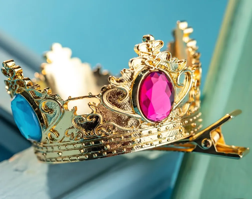 WELLMILLER Princess Peach Crown & Brooch Pin & Earrings Jewelry Costume Accessories Kit Set for Women Girls Christmas Gift