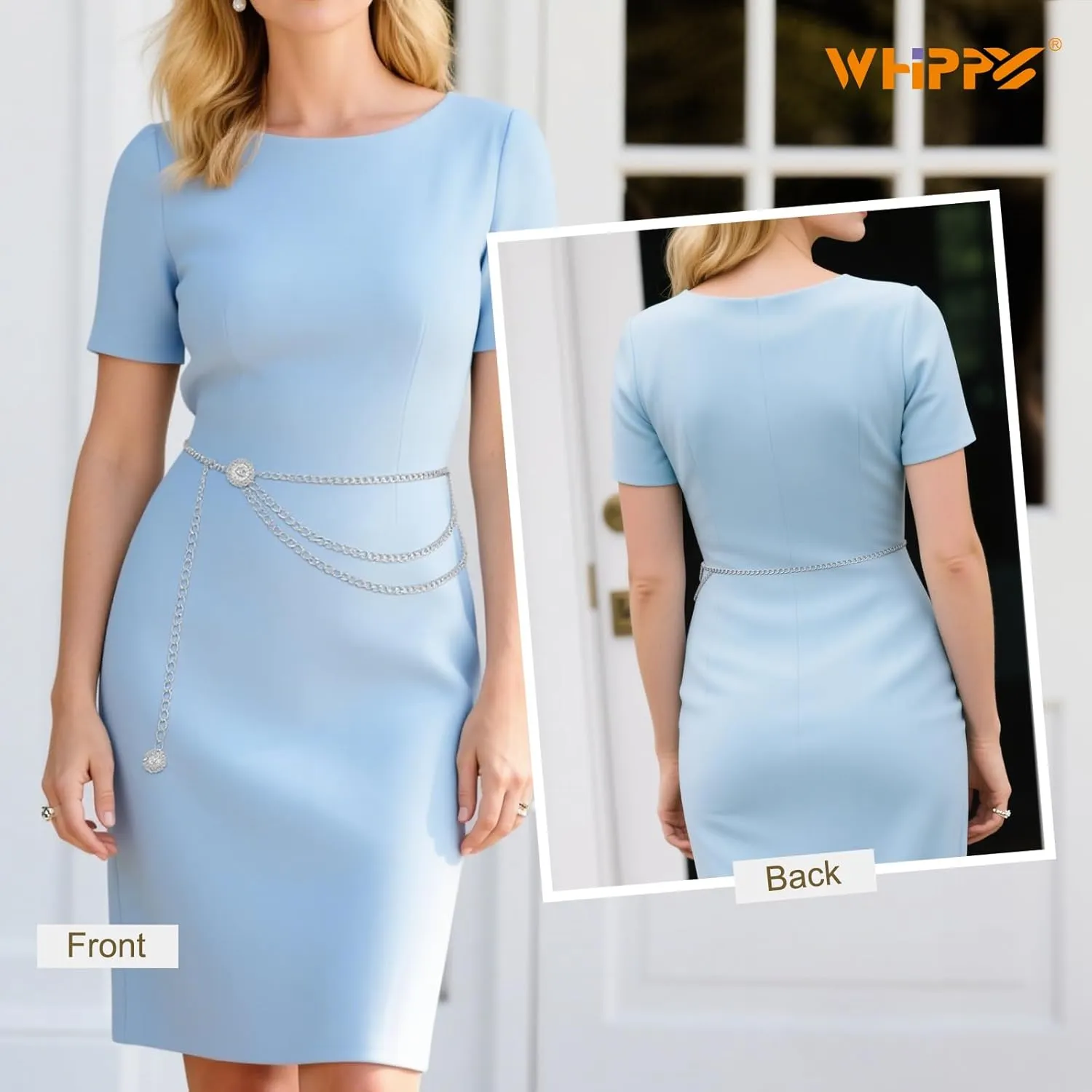 WHIPPY Waist Chain Belt Women Ladies Adjustable Body Waist Link Belts for Jeans Dresses
