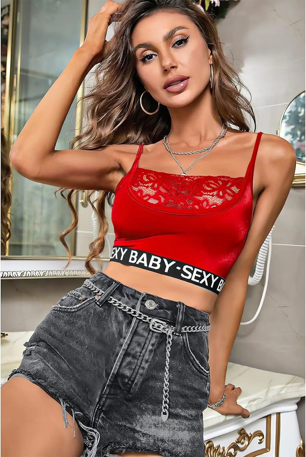 WHIPPY Waist Chain Belt Women Ladies Adjustable Body Waist Link Belts for Jeans Dresses