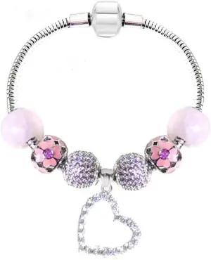 White Birch Charm Bracelets Gifts for Teen Girls Gifts 17cm 6.7inch Pink