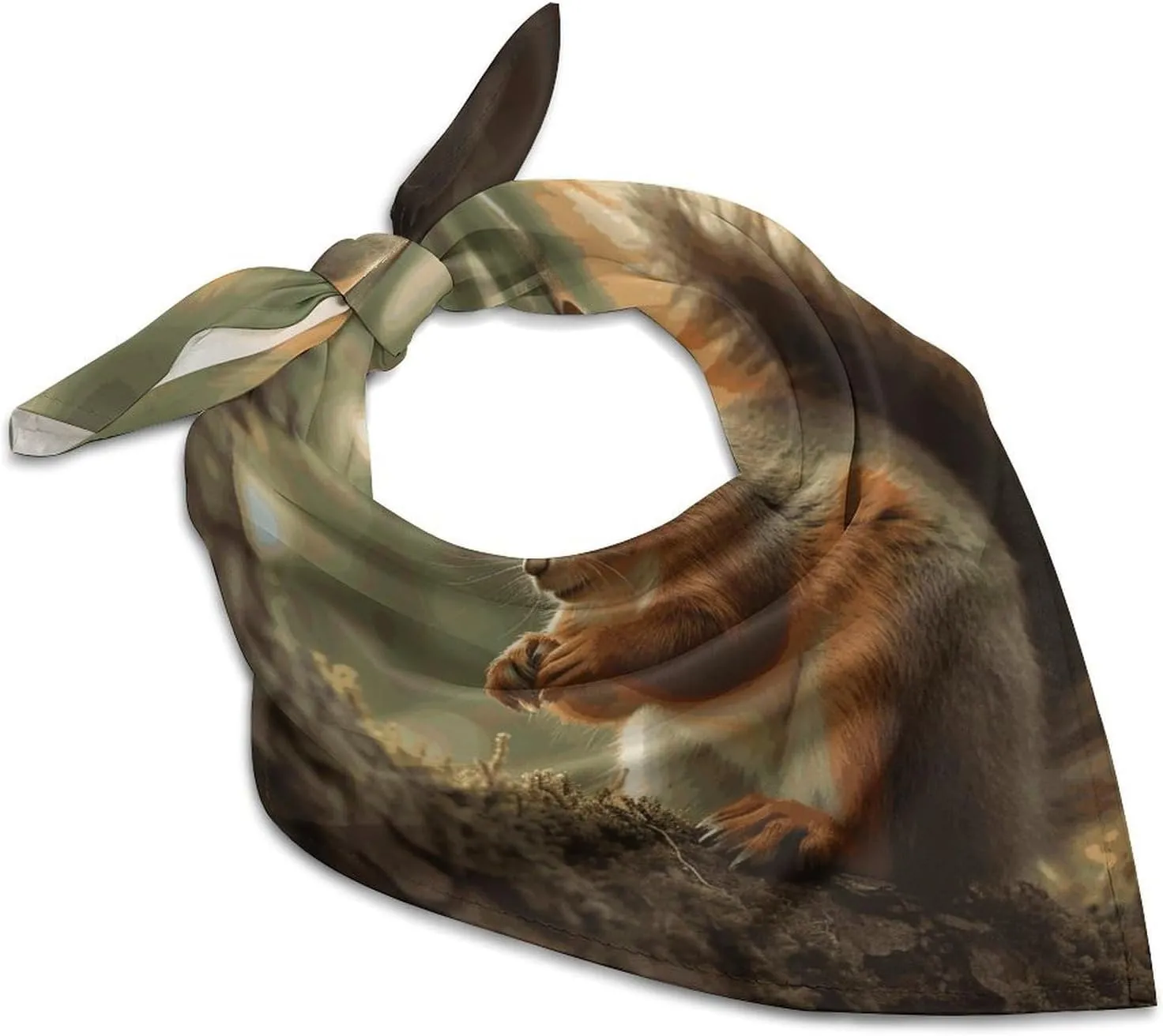 Wildlife Forest Squirrel 25" Square Head Scarf Lightweight Silk Scarf for Women Soft Satin Head Scarves Large Neckerchief Fashion Bandanas Silk Headband Neck Satin Scarfs for Bag Hair Scarves Gift