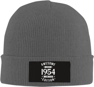 Women Winter Hat 69th Birthday Gifts Knit Winter Running Caps Mens Knit Beanie Hat for Adults Novelty Vintage 1954 Beanie