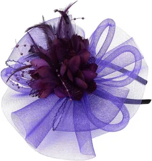 Women's 20s 50s Feather Fascinator Pearl Peacock Feather Hair Band Cocktail Wedding Headpiece Ascot Hats Flower