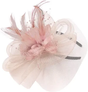 Women's 20s 50s Feather Fascinator Pearl Peacock Feather Hair Band Cocktail Wedding Headpiece Ascot Hats Flower