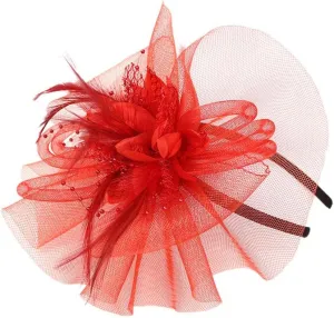 Women's 20s 50s Feather Fascinator Pearl Peacock Feather Hair Band Cocktail Wedding Headpiece Ascot Hats Flower