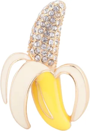 Women's Banana Brooch Fashionable and Unique, Elegant and Vintage Crystal Water Diamond Gold Plated Cute Fruit Brooch