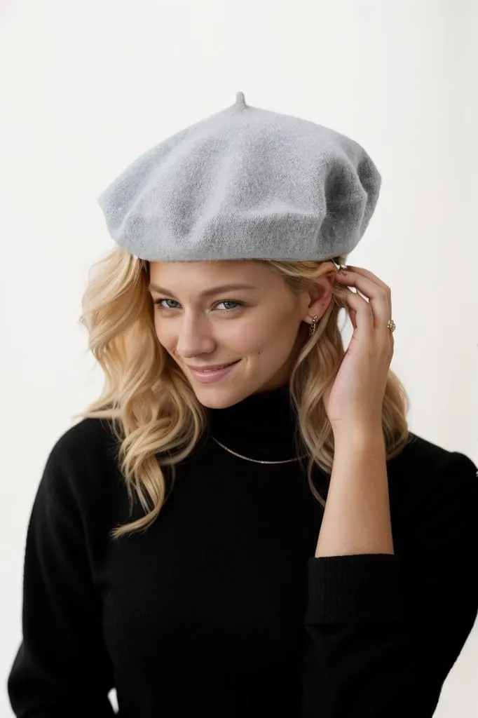 Women's Beret Hats - French Wool Blend Winter Cap, 70% Wool All-Season Soft Beret Hats for Women (Multi-Color)
