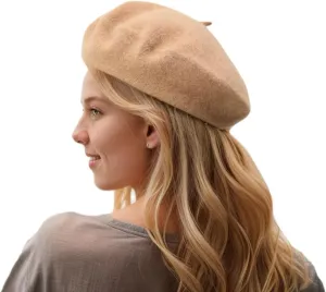Women's Beret Hats - French Wool Blend Winter Cap, 70% Wool All-Season Soft Beret Hats for Women (Multi-Color)