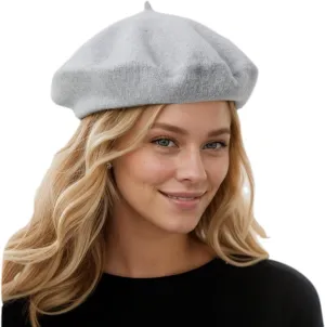 Women's Beret Hats - French Wool Blend Winter Cap, 70% Wool All-Season Soft Beret Hats for Women (Multi-Color)
