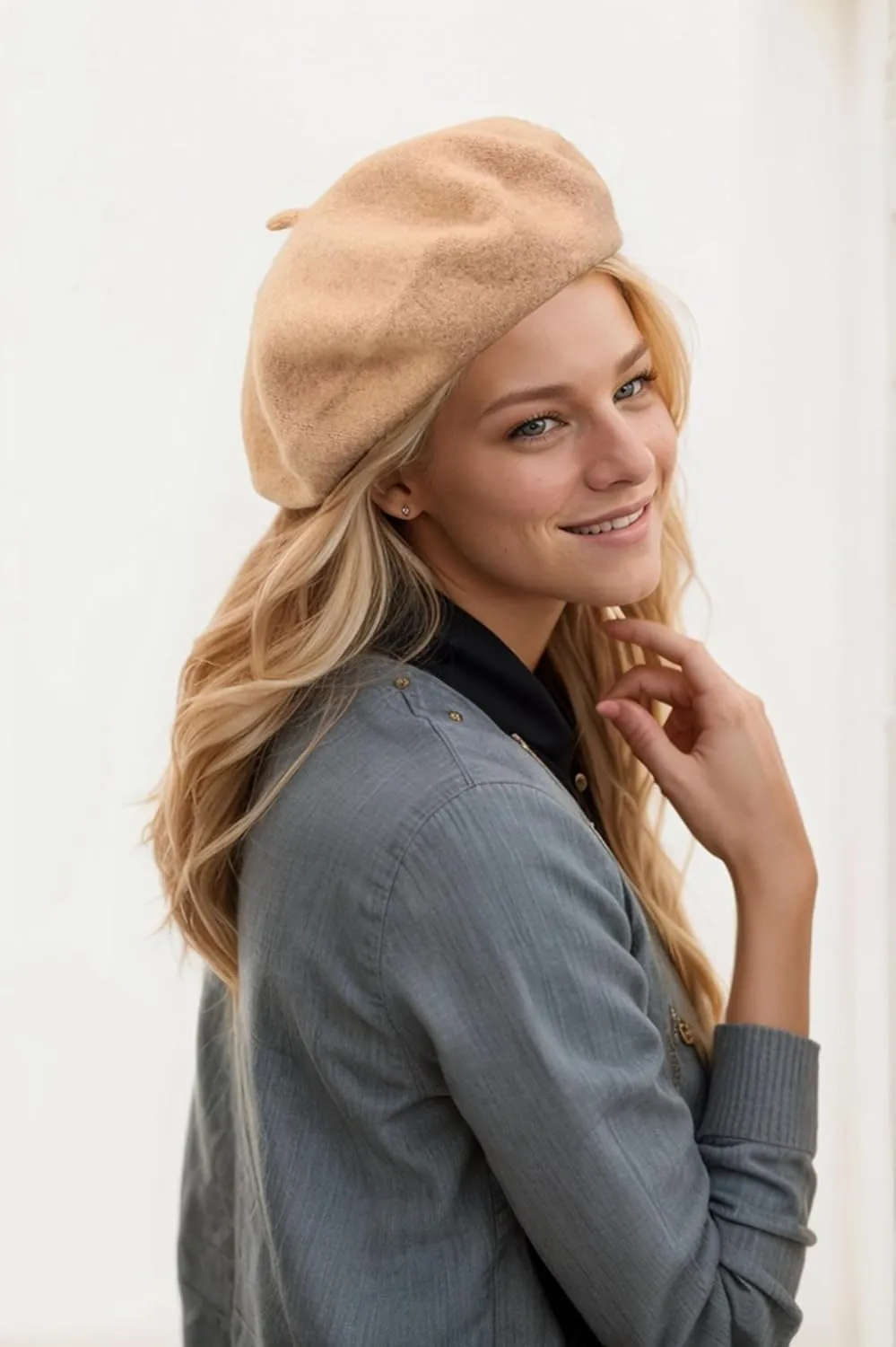 Women's Beret Hats - French Wool Blend Winter Cap, 70% Wool All-Season Soft Beret Hats for Women (Multi-Color)