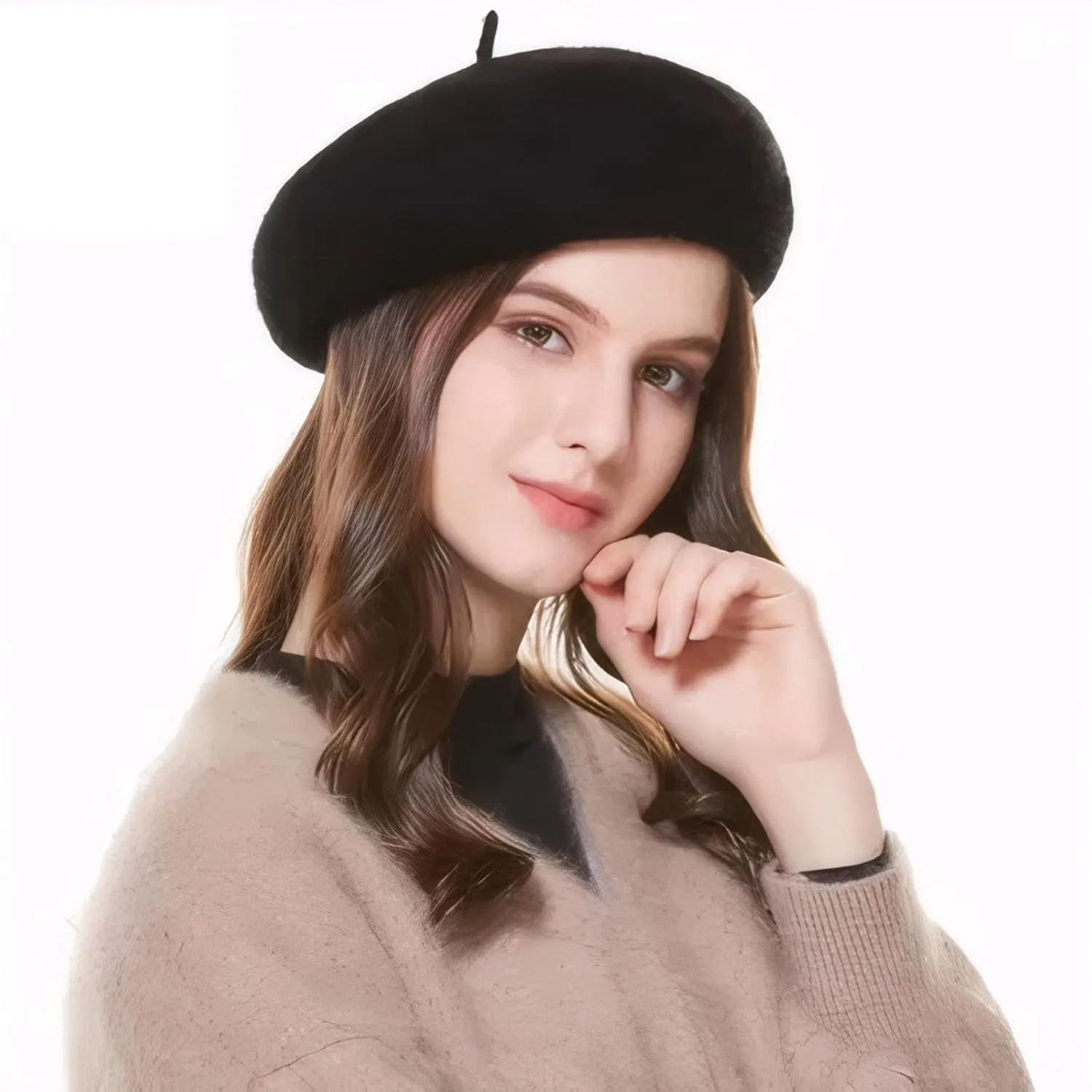 Women's Beret Hats - French Wool Blend Winter Cap, 70% Wool All-Season Soft Beret Hats for Women (Multi-Color)