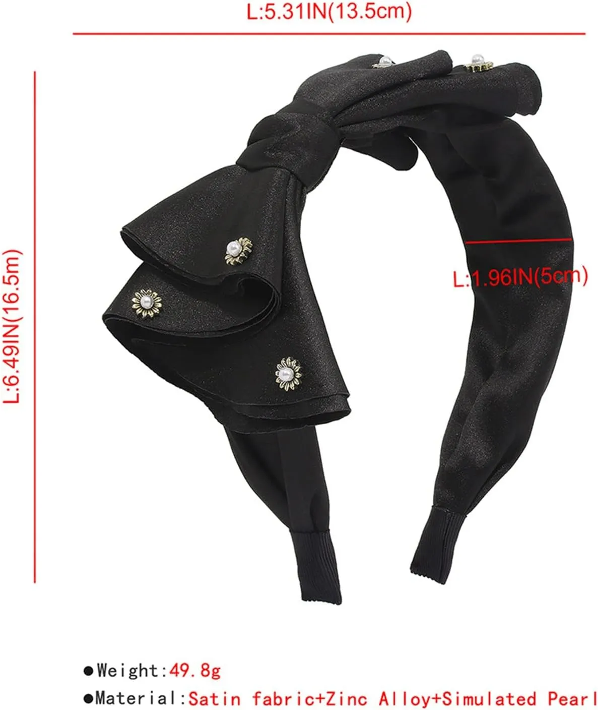 Womens Bow Headband Big Bowknot Headbands Top Knot Pearls Decor Hair Hoop Wide Turban Hair Hoop Bows Hair Accessories