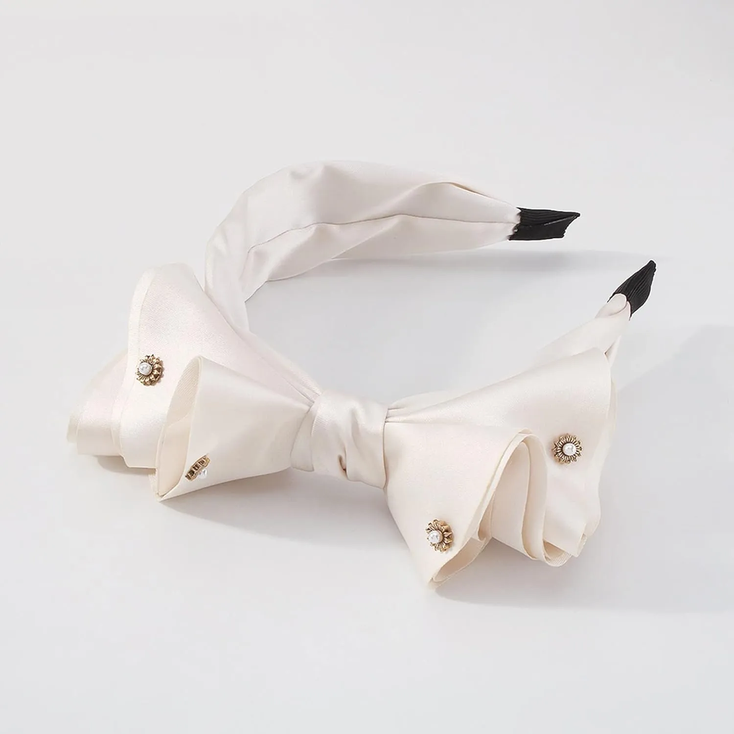 Womens Bow Headband Big Bowknot Headbands Top Knot Pearls Decor Hair Hoop Wide Turban Hair Hoop Bows Hair Accessories