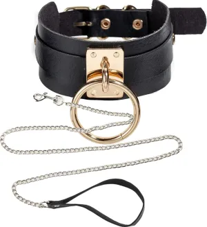 Women's Choker Necklaces PU Leather Collar Necklace Punk Hauling Chain Neck Strap Gothic Nightclub Goth Leash Belts