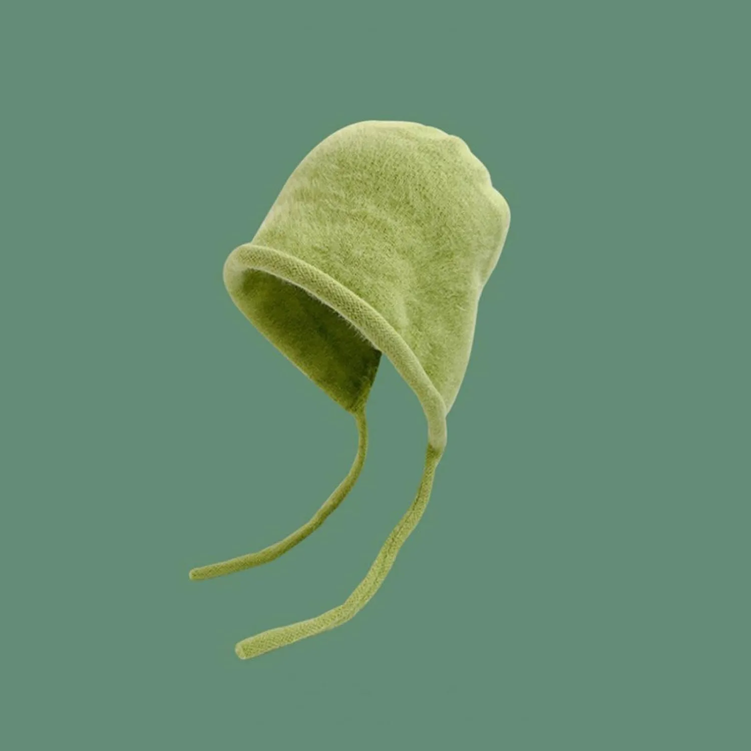 Women's Cute Crochet Beanie Ear Flap Winter Warm Knit Hat Plush Headband Ear Protection Lace Up Hat Cold Weather