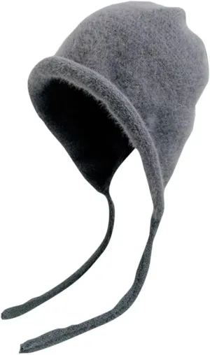 Women's Cute Crochet Beanie Ear Flap Winter Warm Knit Hat Plush Headband Ear Protection Lace Up Hat Cold Weather