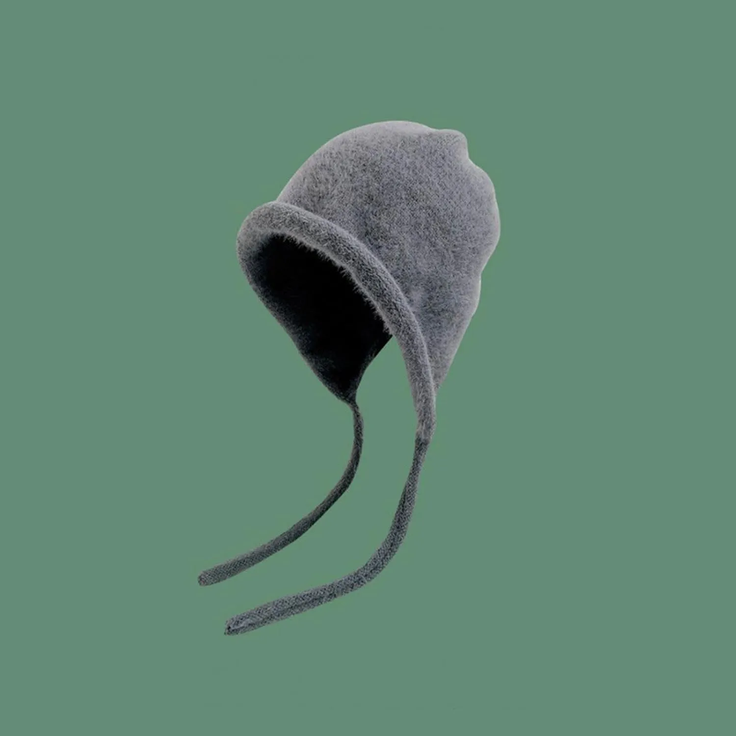 Women's Cute Crochet Beanie Ear Flap Winter Warm Knit Hat Plush Headband Ear Protection Lace Up Hat Cold Weather