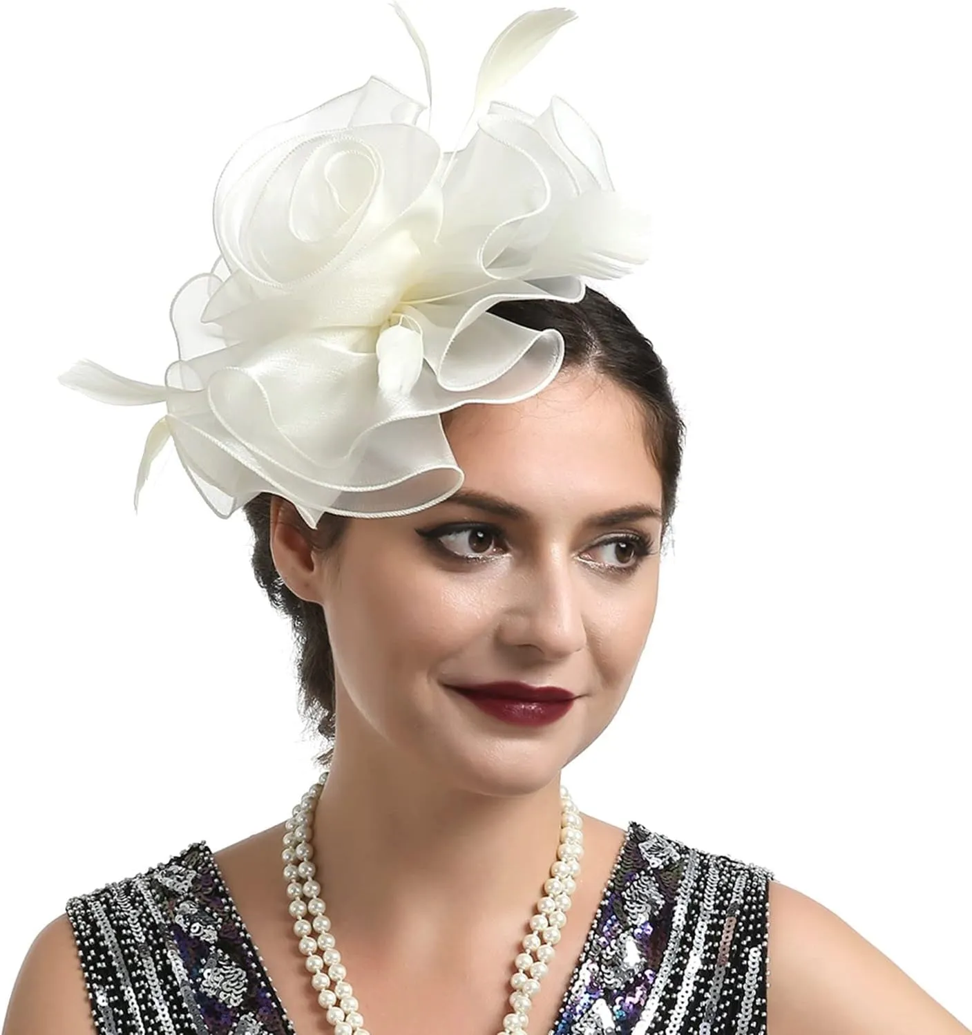 Women's Fascinators Feather Flower Hair Headband Clip Cocktail Wedding Headpiece Headband Hat