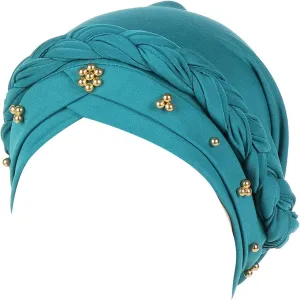 Womens Fashion Pure Pearl Headband Womens Elastic Headband Cap Headband Cap for Ladies Hat Trucker Hat (Green, One Size)