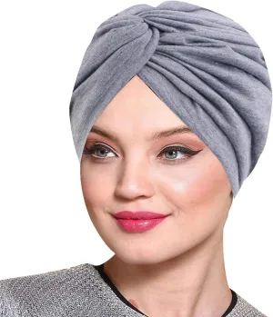Womens Solid Color Imitation Silk Double Layer Sleeping Hat Twisted Hat Headband Hat Beauty Makeup Home (Grey, One Size)