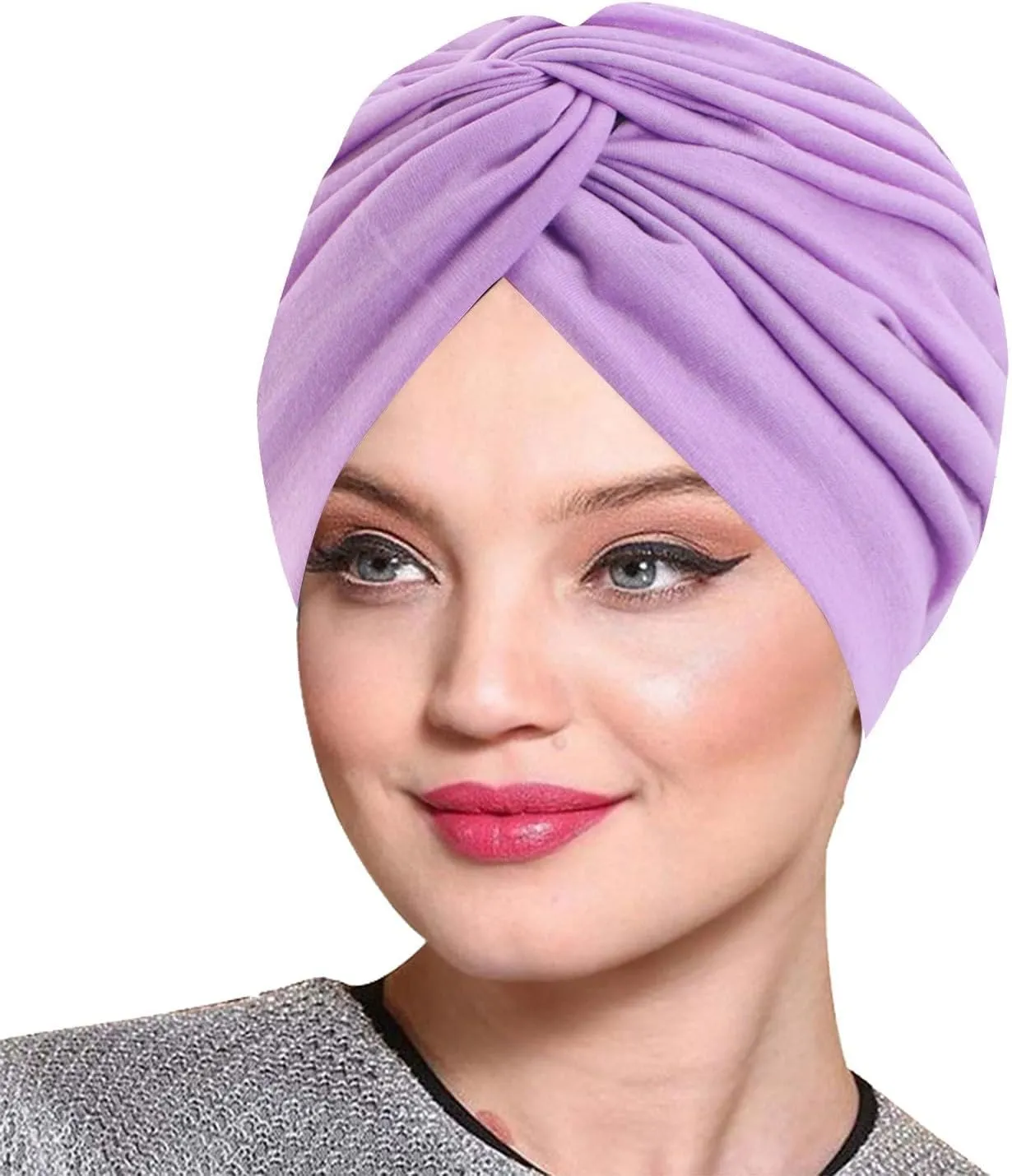 Womens Solid Color Imitation Silk Double Layer Sleeping Hat Twisted Hat Headband Hat Beauty Makeup Home (Pink, One Size)
